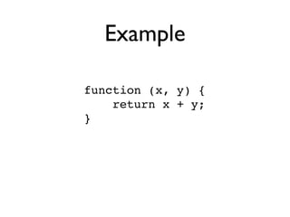 Example

function (x, y) {
    return x + y;
}
 