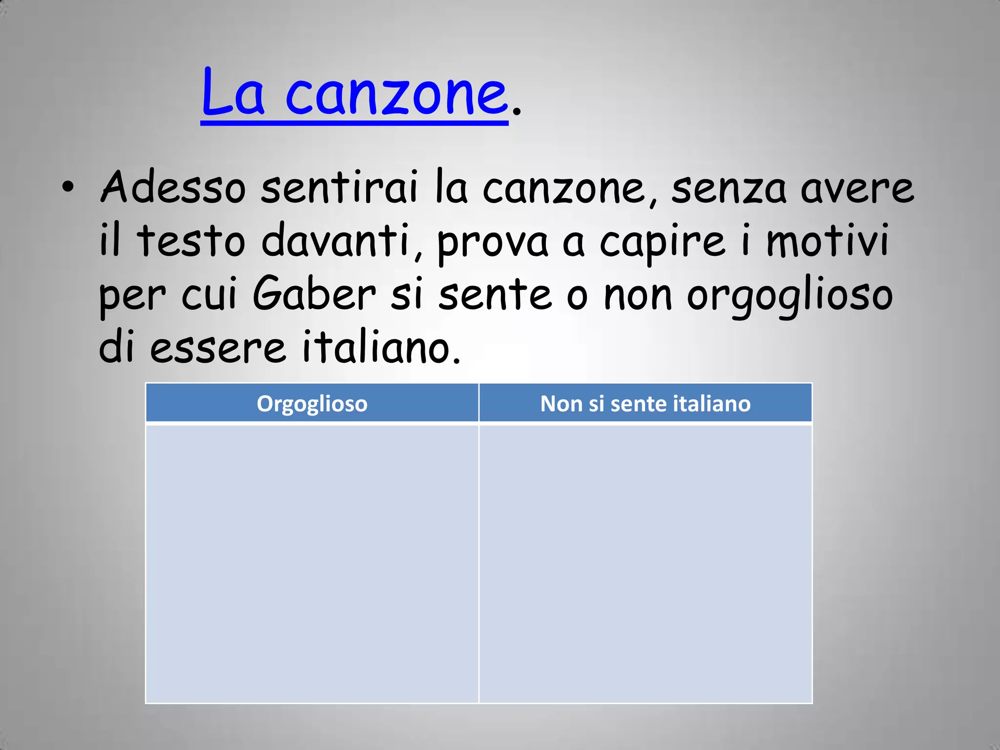 Io non mi sento italiano | PPTX