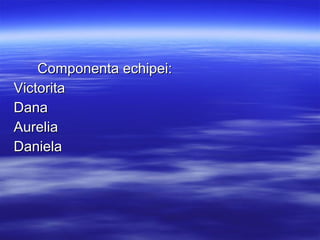 Componenta echipei: Victorita Dana Aurelia Daniela  
