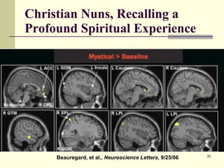 Christian Nuns, Recalling a Profound Spiritual Experience Beauregard, et al.,  Neuroscience Letters,  9/25/06 