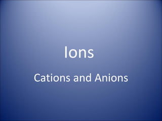 Ions  Cations and Anions 