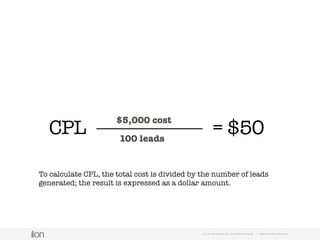 But higher conversion rates
impact critical marketing
metrics.
© i-on interactive, inc. All rights reserved • www.ioninteractive.com
 