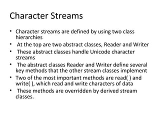 Java IO Package and Streams | PPT | Programming Languages | Computing