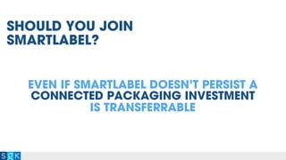 EVEN IF SMARTLABEL DOESN’T PERSIST A
CONNECTED PACKAGING INVESTMENT
IS TRANSFERRABLE
SHOULD YOU JOIN
SMARTLABEL?
 
