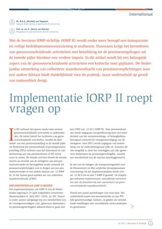 Implementatie IORP II roept vragen op
