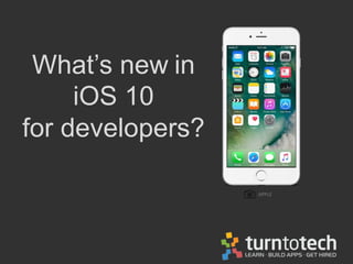 What’s new in
iOS 10
for developers?
APPLE	
 