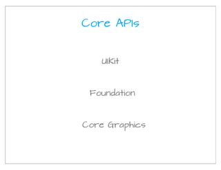 Core APIs


   UIKit



 Foundation



Core Graphics
 