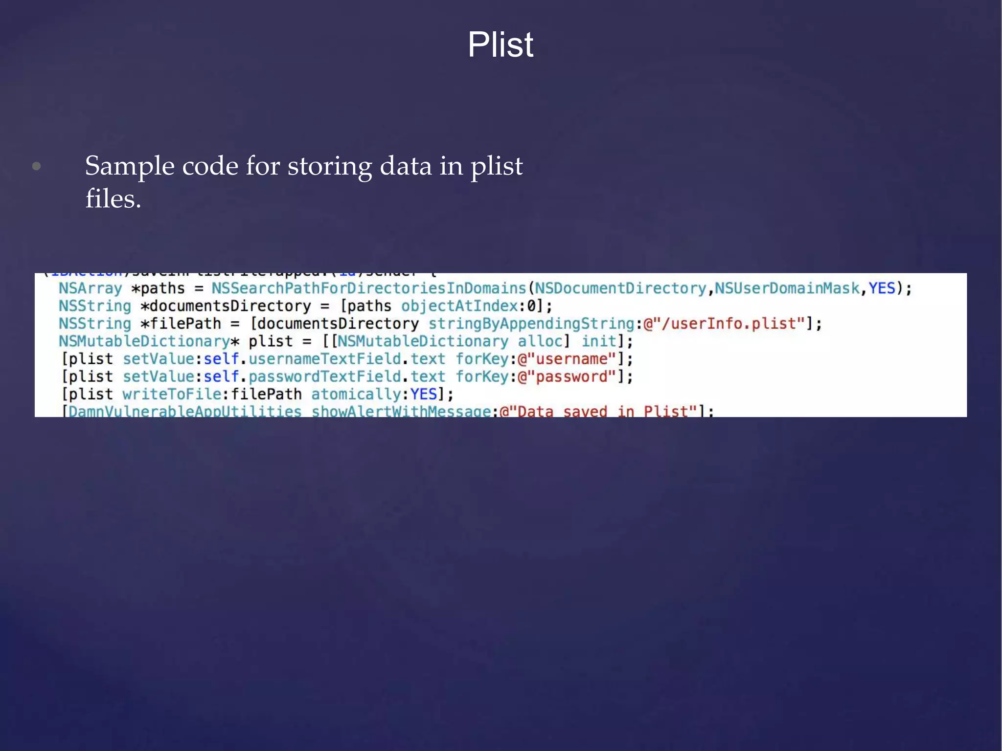 Plist • Sample code for storing data in plist files. 