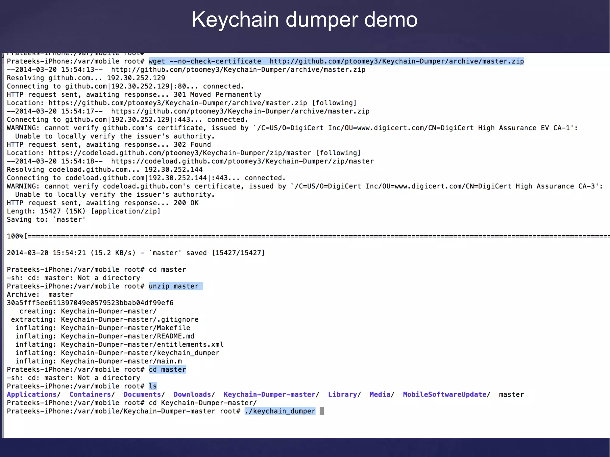 Keychain dumper demo 