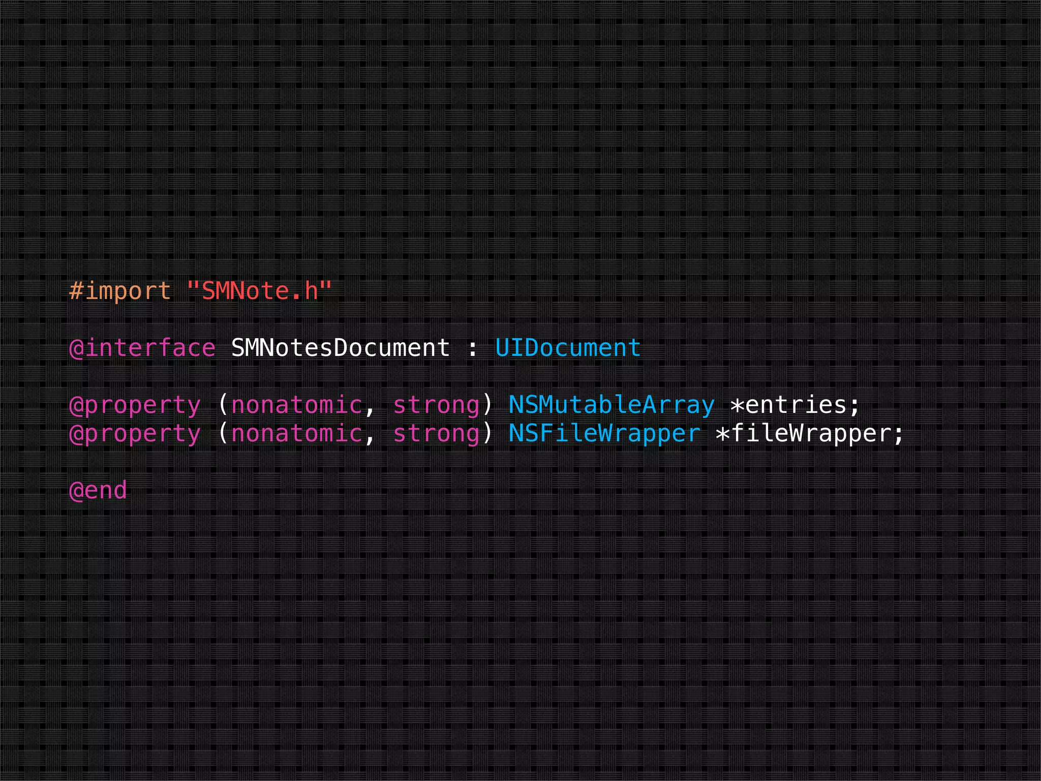 #import "SMNote.h"

@interface SMNotesDocument : UIDocument

@property (nonatomic, strong) NSMutableArray *entries;
@property (nonatomic, strong) NSFileWrapper *fileWrapper;

@end
 