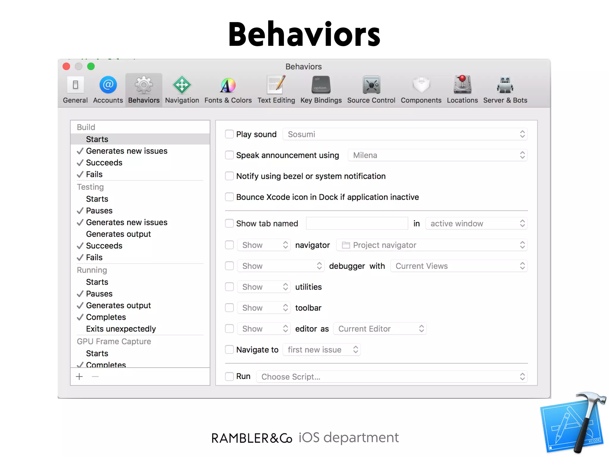 iOS department
Behaviors
 