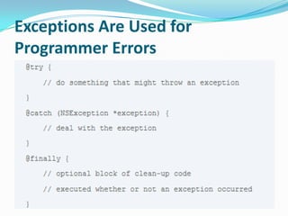 Exceptions Are Used for
Programmer Errors
 