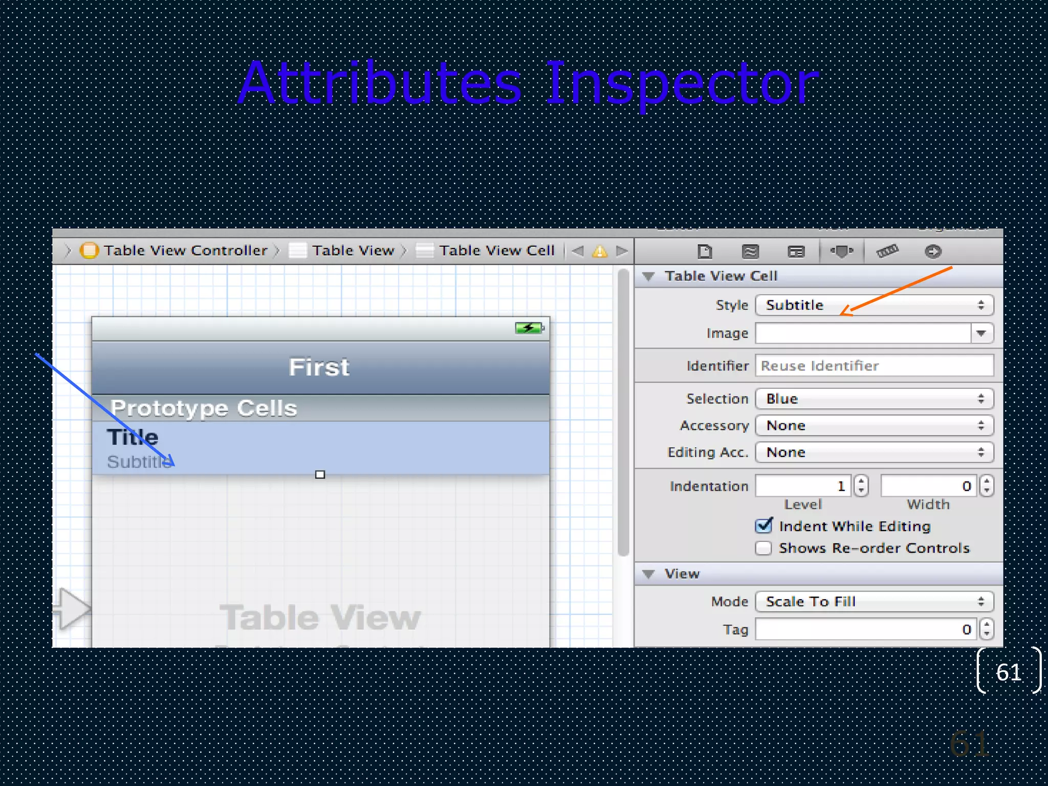 61
61
Attributes Inspector
 