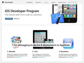 For debugging to device & deployment to AppStore
 