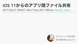 iOS 11
2017/06/21 WWDC After Party 2017 @Ebisu #wwdc_ebisu
 
(@ktanaka117)
 