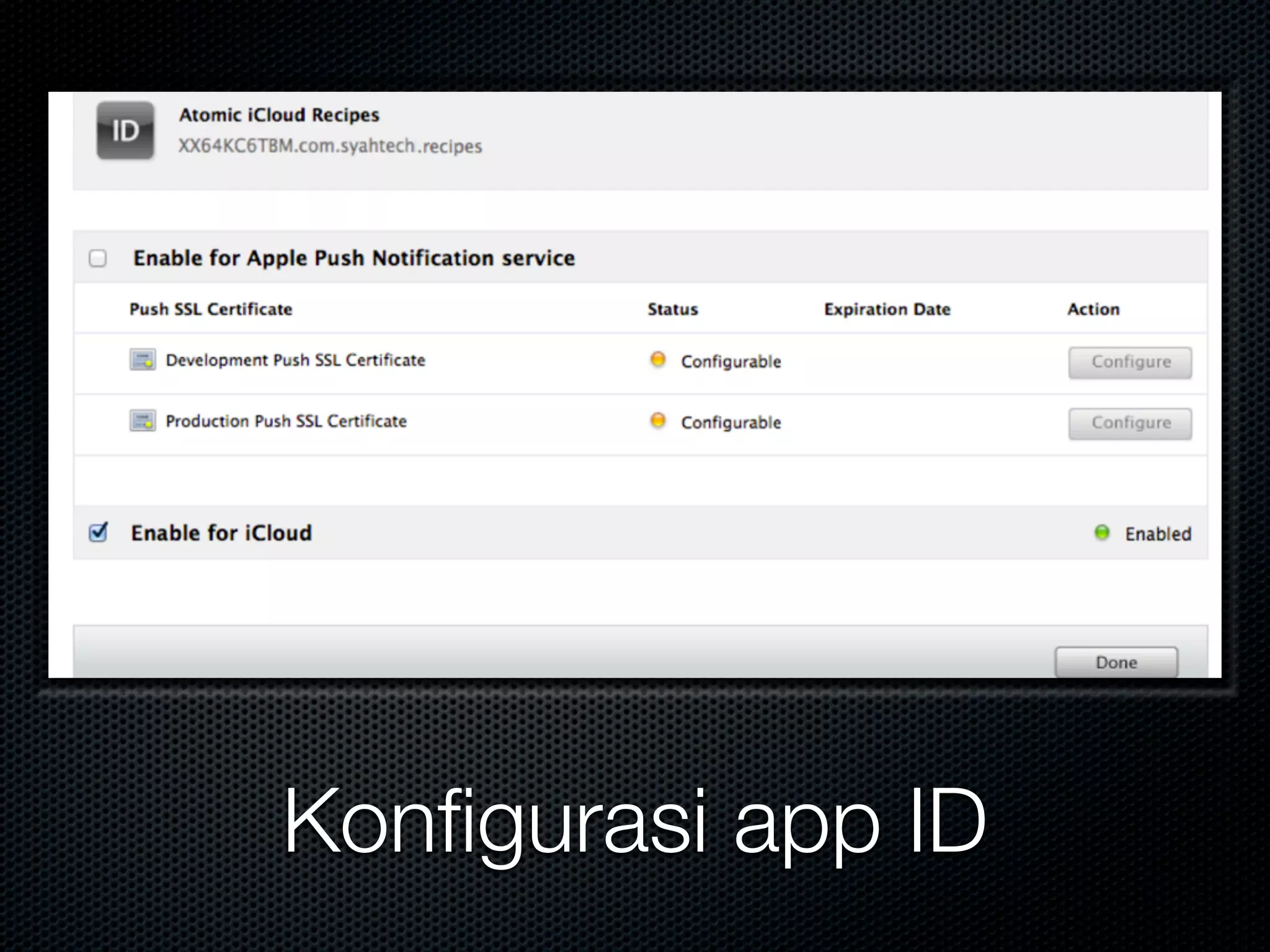 Konﬁgurasi app ID
 