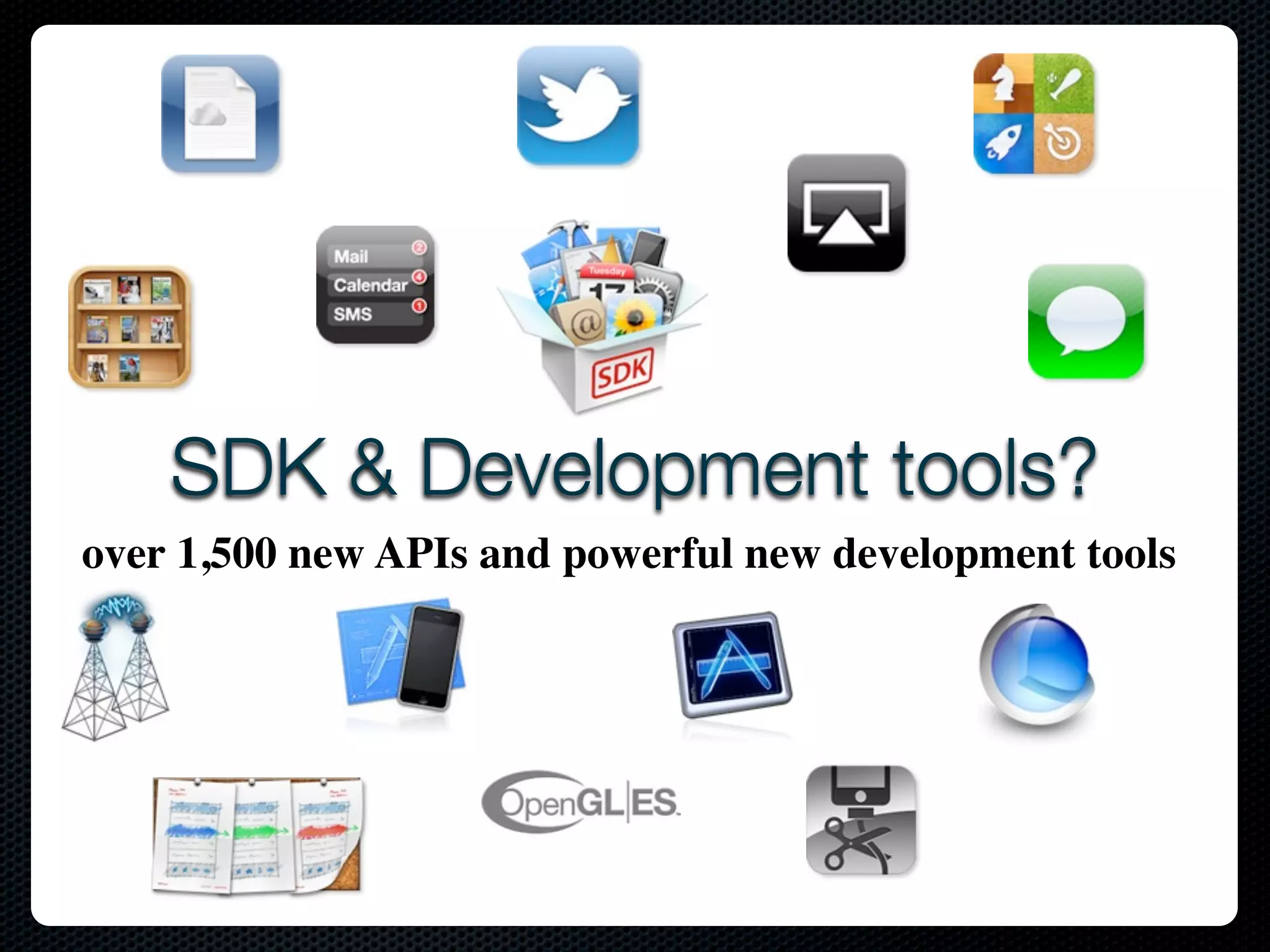 SDK & Development tools?
over 1,500 new APIs and powerful new development tools
 