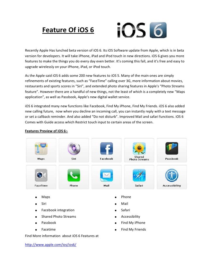 Feature Of iOS 6