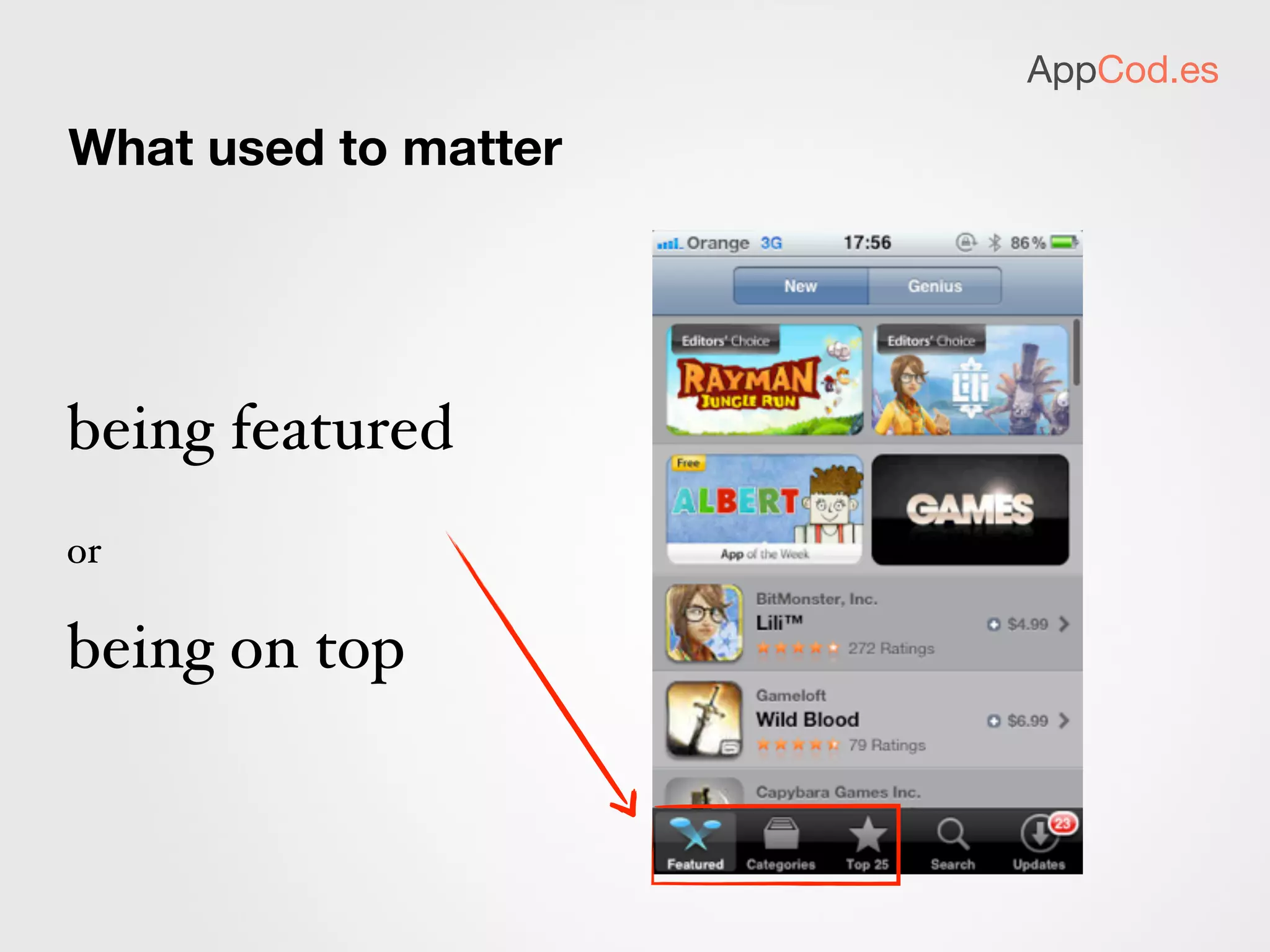What used to matter in the iOS5 App Store...
AppCod.es
 
