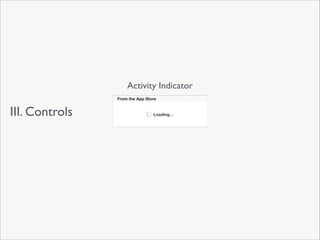 Activity Indicator

III. Controls

 