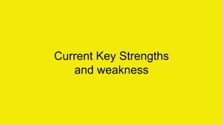 Current Key Strengths 
and weakness 
 