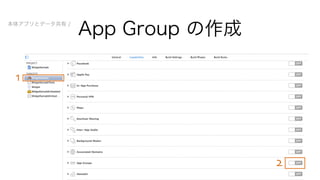 1 
2 
本体アプリとデータ共有 / App Group の作成 
 