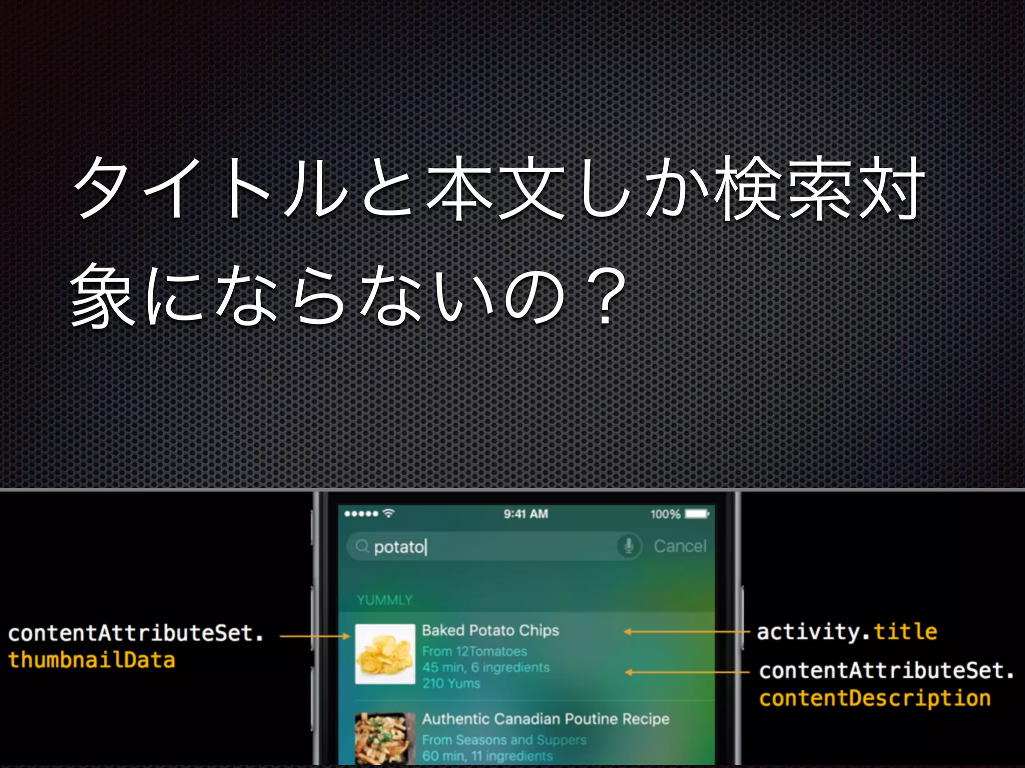 タイトルと本文しか検索対
象にならないの？
 