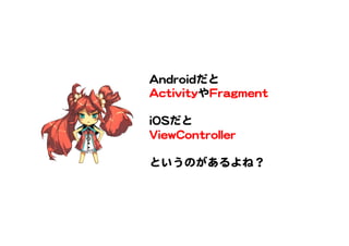 AAnnddrrooiiddだと  
AAccttiivviittyyやFFrraaggmmeenntt  
  
iiOOSSだと  
VViieewwCCoonnttrroolllleerr  
  
というのがあるよね？  
 