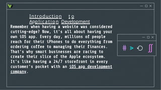 Introduction t o
Applicatio n Development
 