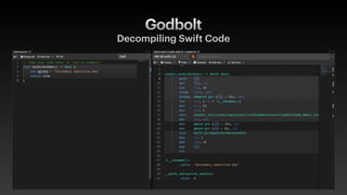 Godbolt
Decompiling Swift Code
 