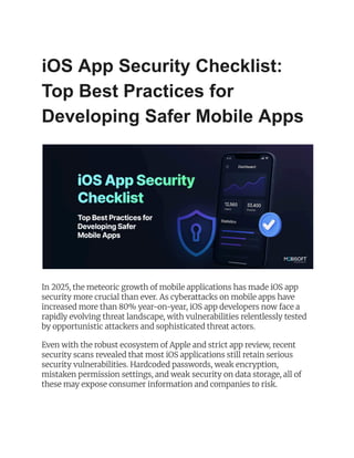 Ios Checklist App iOS App Security Checklist | Best Practices for Building Secure Swift ...