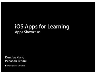 iOS Apps for Learning
      Apps Showcase




Douglas Kiang
Punahou School
 
