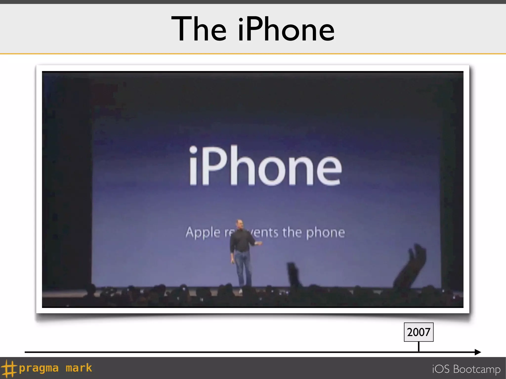 The iPhone




             2007


                    iOS Bootcamp
 