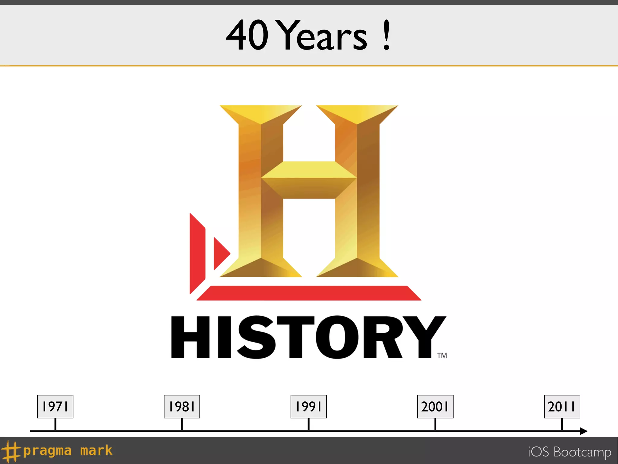 40 Years !




1971   1981       1991     2001     2011


                                  iOS Bootcamp
 