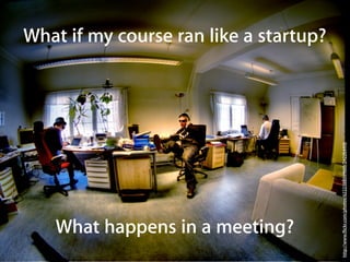 “Flipped” Classroom



Listen to lecture   Work on labs




In class            At home
 