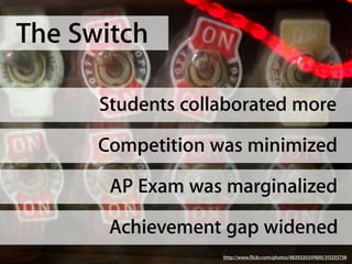 Final
Narrative


•   Tell the story of your app and your
    progress toward your goals
•   Read through all of your Record of
    Thinking entries, Moodle Logs, Conference
    Notes, and Wikispaces entries.
•   Cite evidence in your narrative.
•   Clarity, Specificity, Logic, Breadth, Depth
 