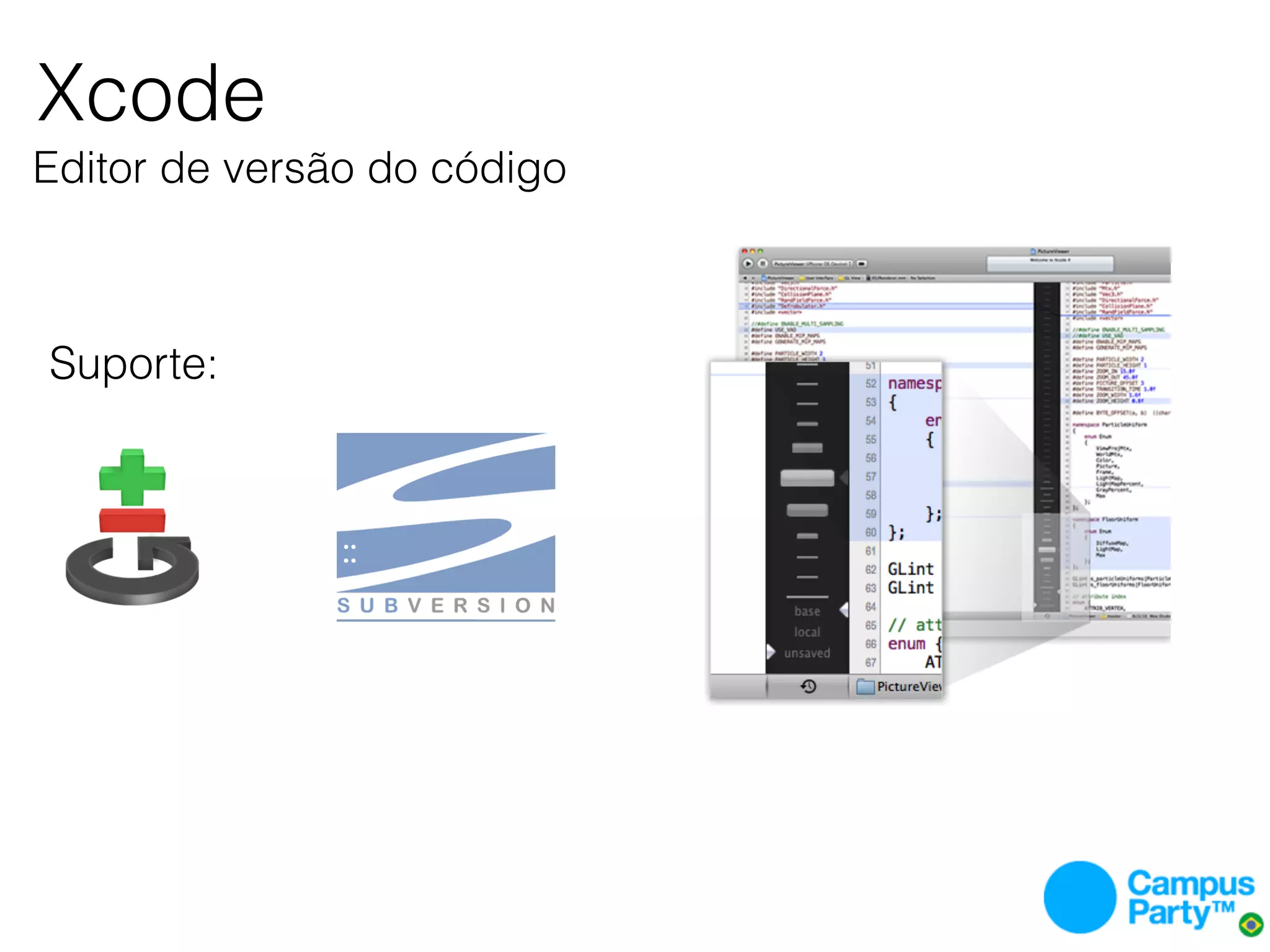 Xcode
Editor de versão do código



Suporte:
 