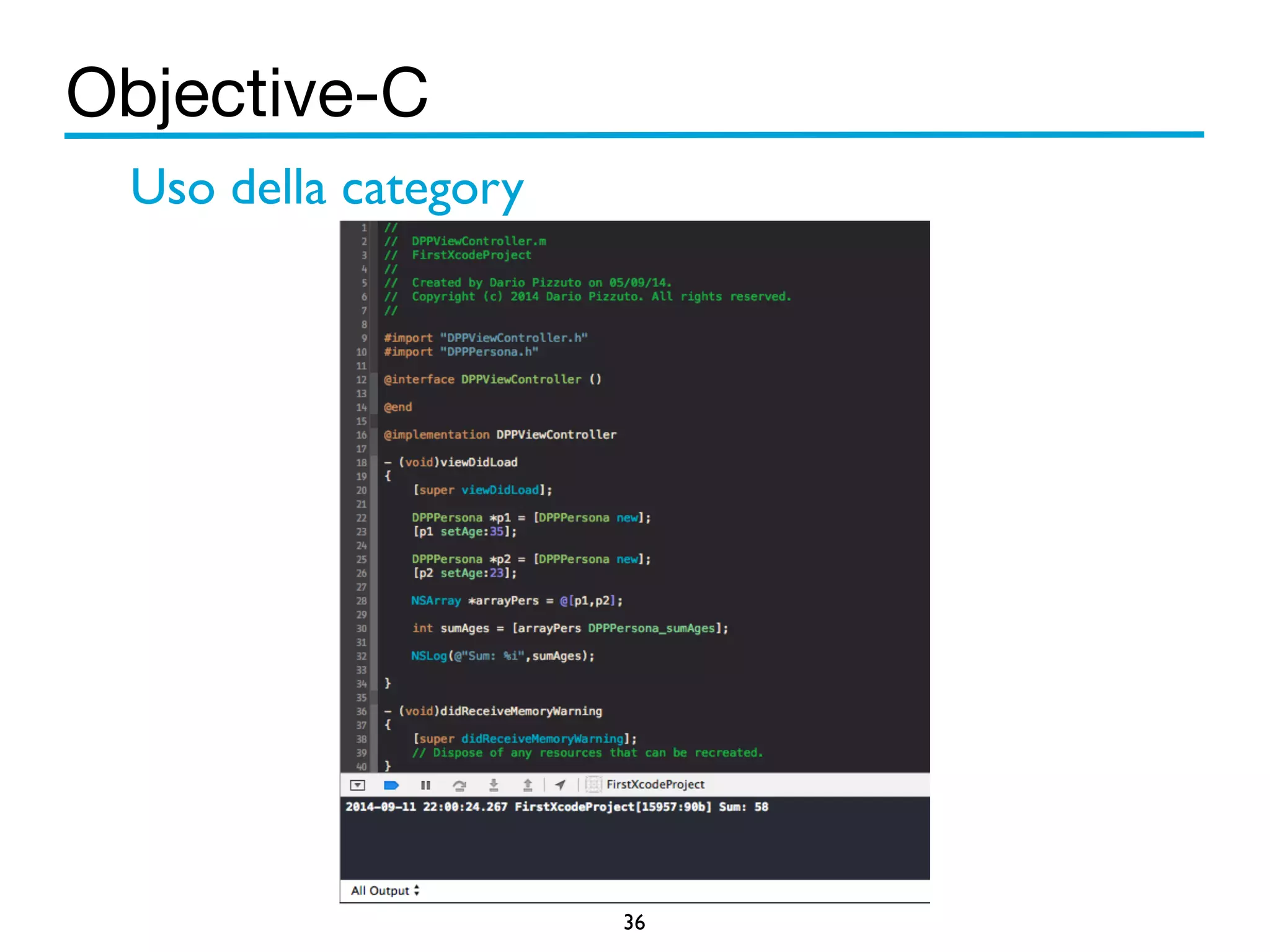 Objective-C 
36 
Uso della category 
 