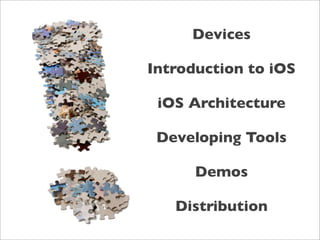 Devices

Introduction to iOS

 iOS Architecture

 Developing Tools

      Demos

   Distribution
 