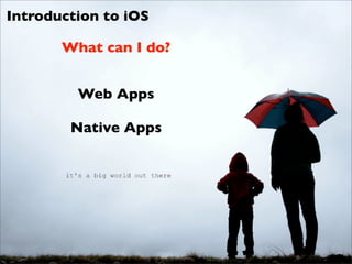 Introduction to iOS

       What can I do?


         Web Apps

        Native Apps
 