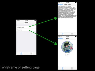 Wireframe of setting page 
 