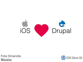 IOS DRUPAL
Fotis Dimanidis
@axaios
iOS Devs Gr
Drupal from an iOS developer’s point of view
 