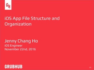 iOS App File Structure and
Organization
Jenny Chang Ho
iOS Engineer
November 22nd, 2016
01
 