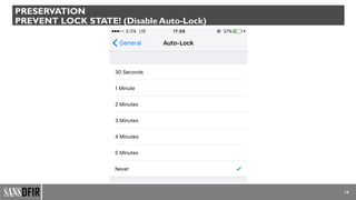 14
PRESERVATION
PREVENT LOCK STATE! (Disable Auto-Lock)
 