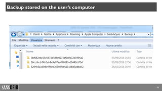 32
Backup stored on the user’s computer
 