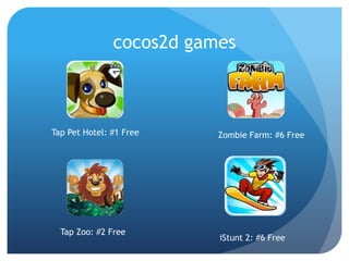 cocos2d gamesTap Pet Hotel: #1 FreeZombie Farm: #6 FreeTap Zoo: #2 FreeiStunt 2: #6 Free