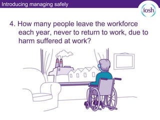 Introducing managing safely
4. How many people leave the workforce
each year, never to return to work, due to
harm suffered at work?
 