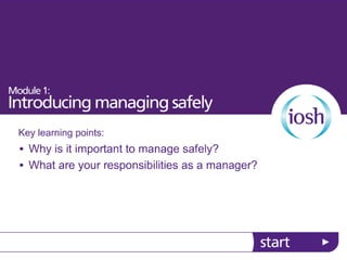 Introducing managing safely
 