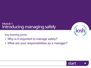 Introducing managing safely
 