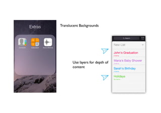 Translucent Backgrounds
Use layers for depth of
content
 